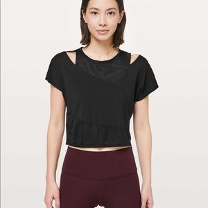 Lululemon No Inhibitions Tee Black Open Back Draped Top 8